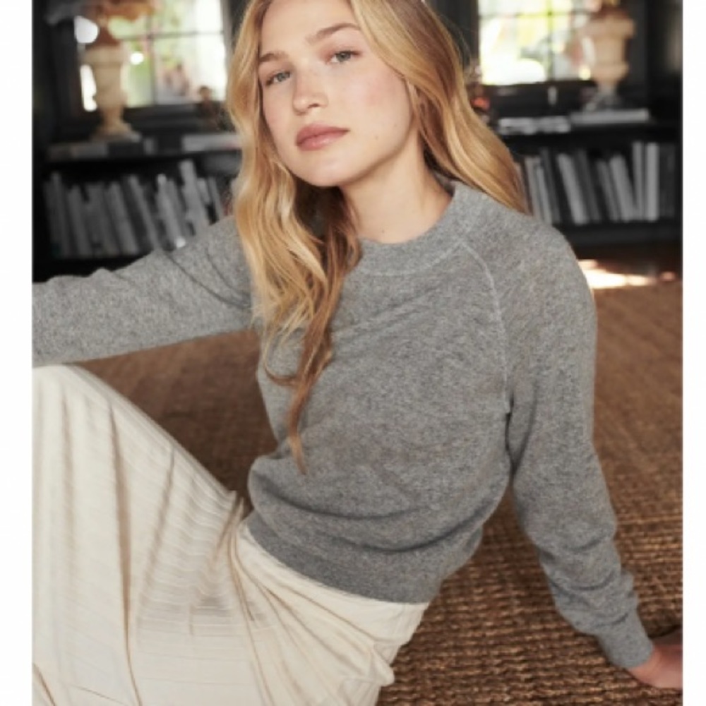 Quince Mongolian Shrunken Cashmere Sweatshirt NWT